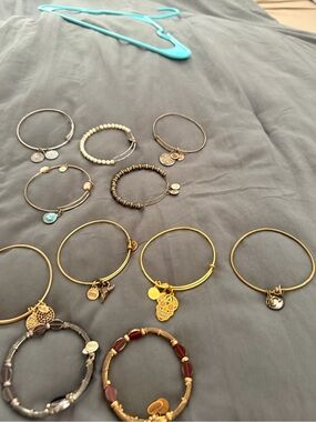 Alex and Ani Gold and Bronze Charm Bangle Bracelet Set